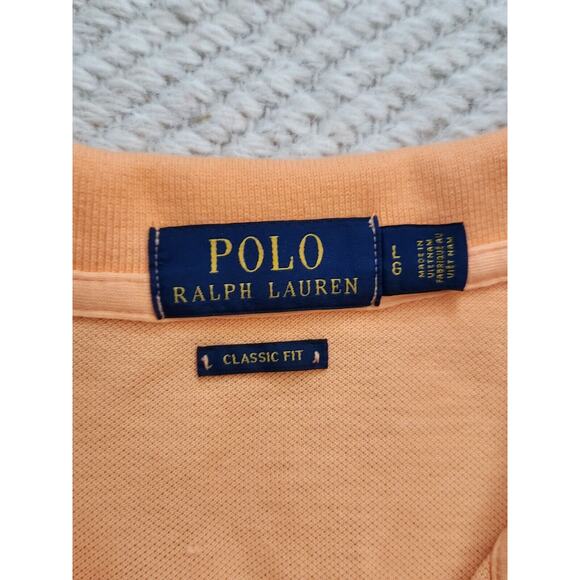Ralph Lauren Polo Shirt Mens Size Large Orange Casual Short Sleeve Classic Fit - Picture 5 of 6